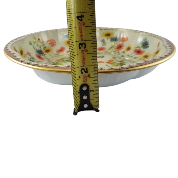 Vintage Daher Decorated Ware Floral Butterfly Strawberry Tin Bowl Serving Tray - Picture 9 of 9